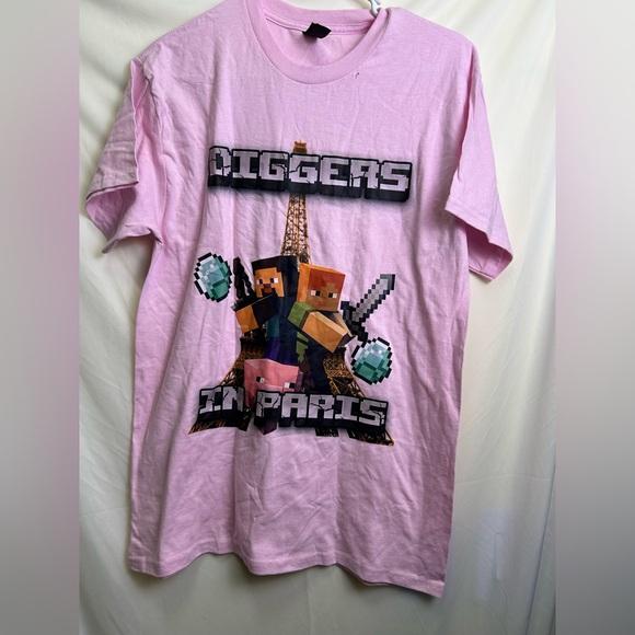 Gildan Other - Minecraft Diggers in Paris Pink Short Sleeve Tee